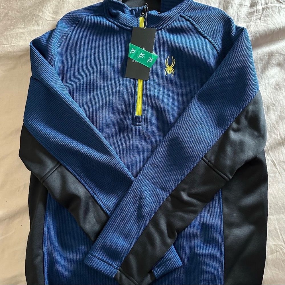 Spyder Men's Zip-Up Sweater in Blue and Black XL